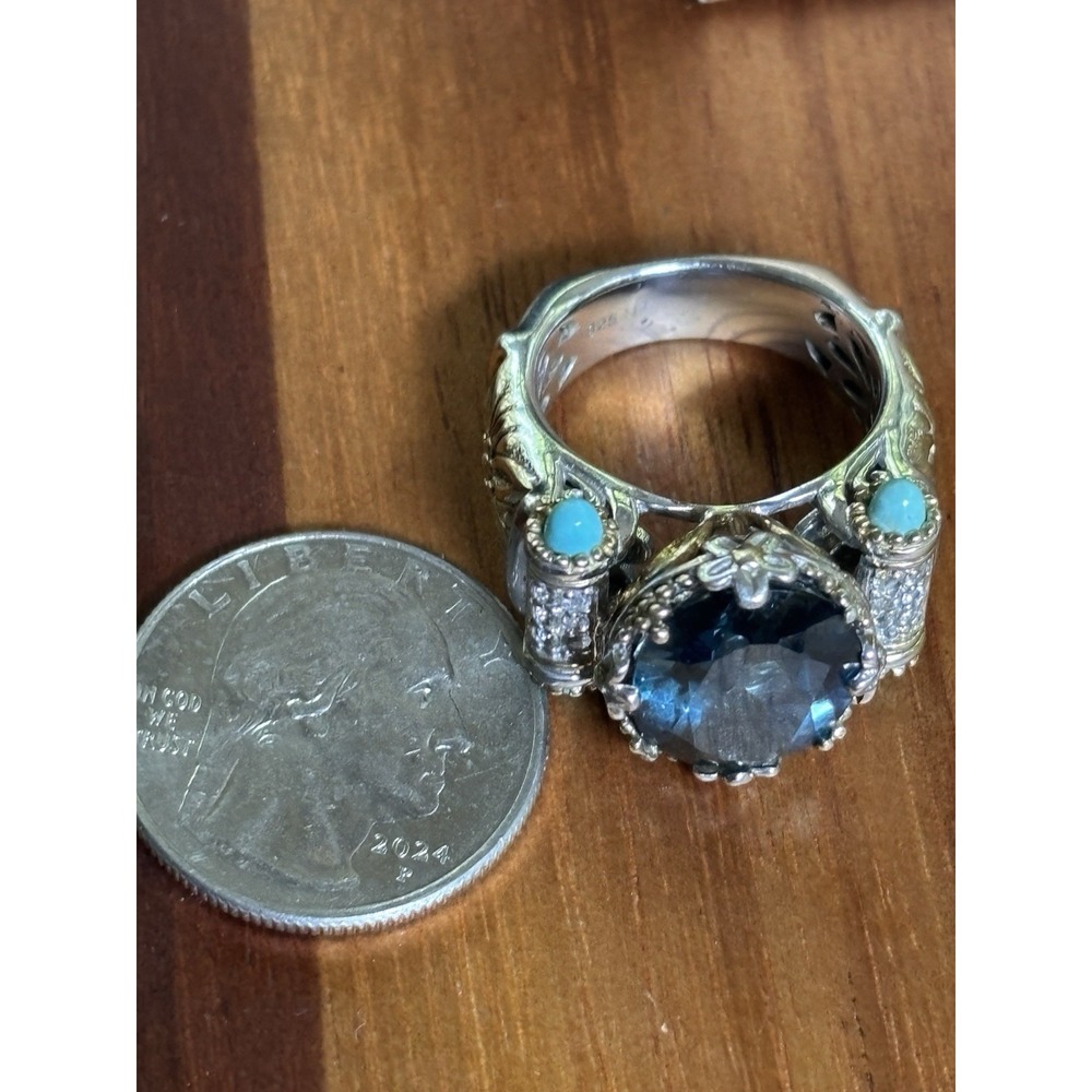 Gems En Vogue London Blue Topaz and Turquoise Size 9 - Picture 11 of 11